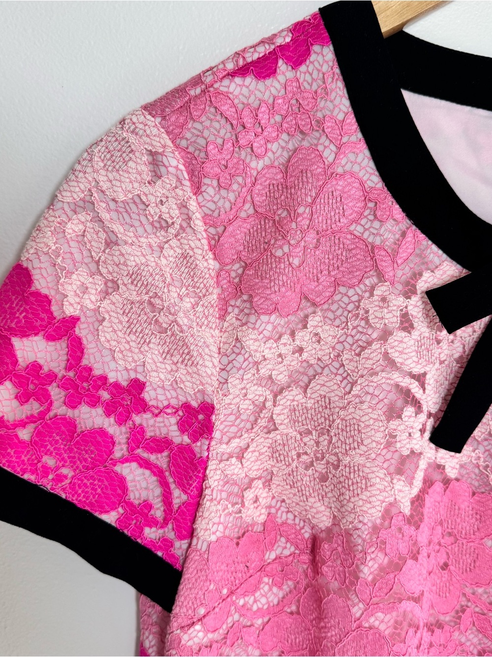 Cece Lace Bow Shift Dress Lined Peony Rush Pink Ombre Black Size‎ 8 Preppy - Picture 5 of 6